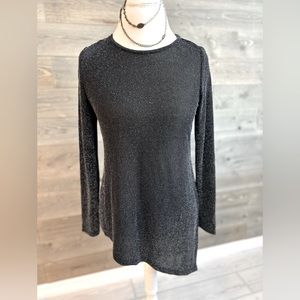 Calvin Klein Long Sleeve Sparkle Asymmetrical Hem Top XS